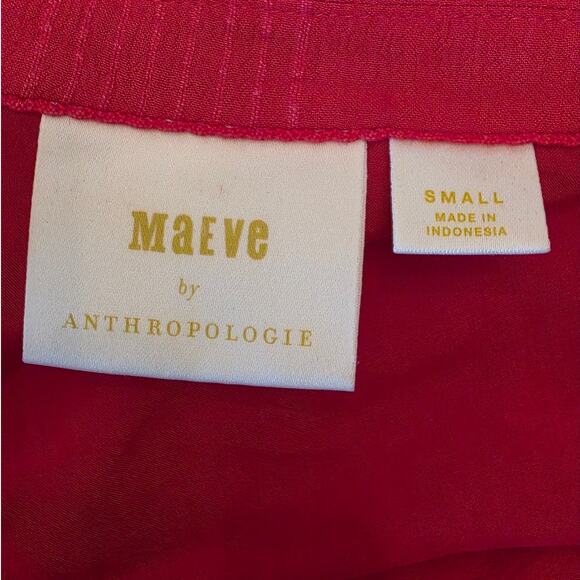 Maeve by Anthropologie Aria Textured Shirt Dress SZ Small Cherry Red - Picture 6 of 8